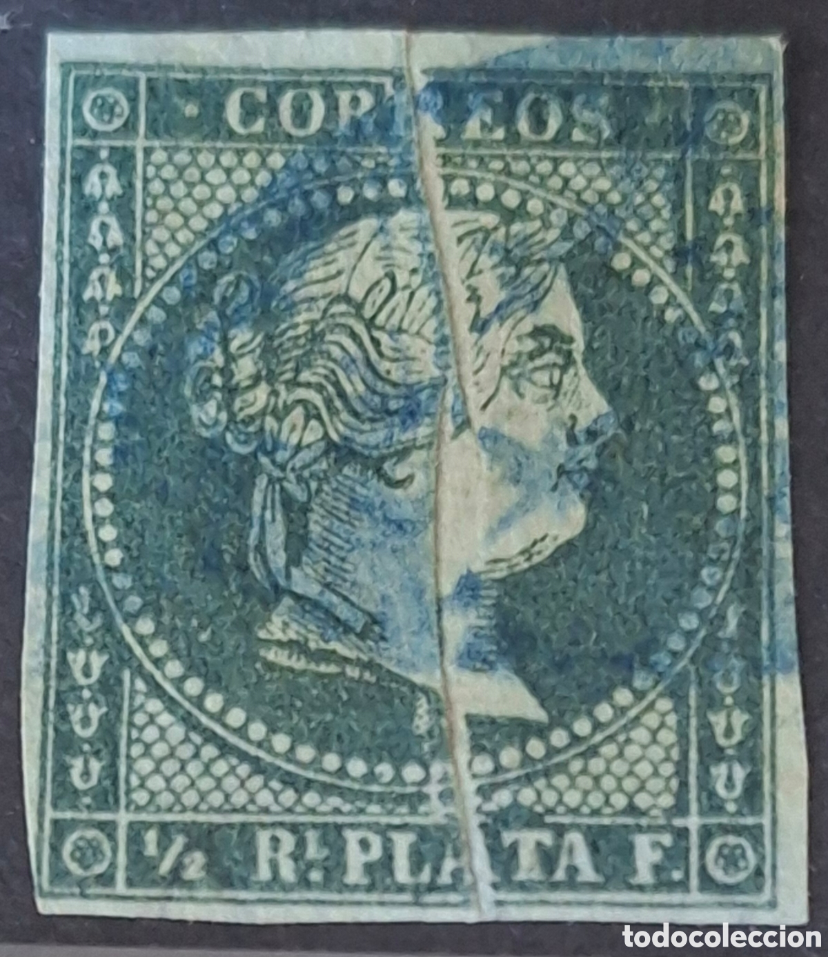 Sellos: Cuba antillas sello isabel Variedad de fuelle vertical 1855