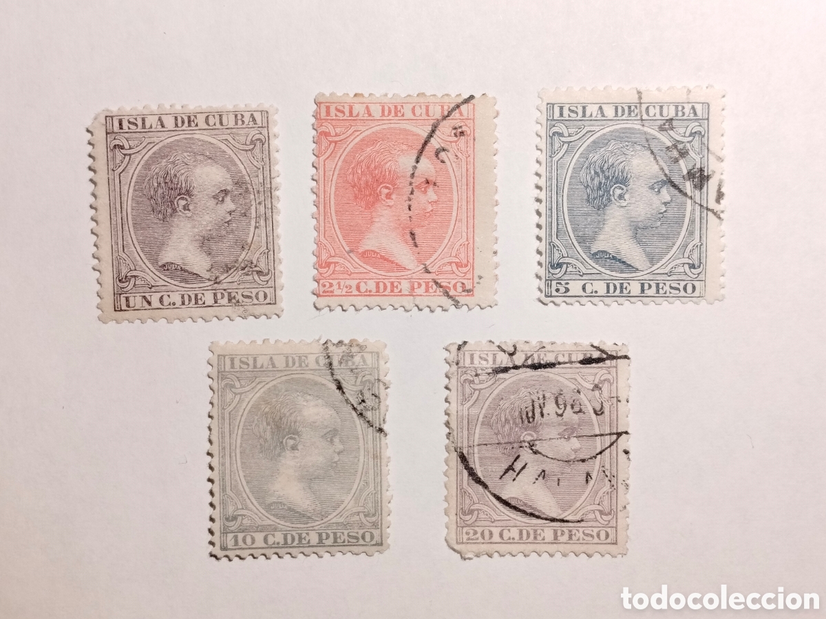 Sellos: Cuba 1896-7 Edifil 146 y 148/51 sellos usados