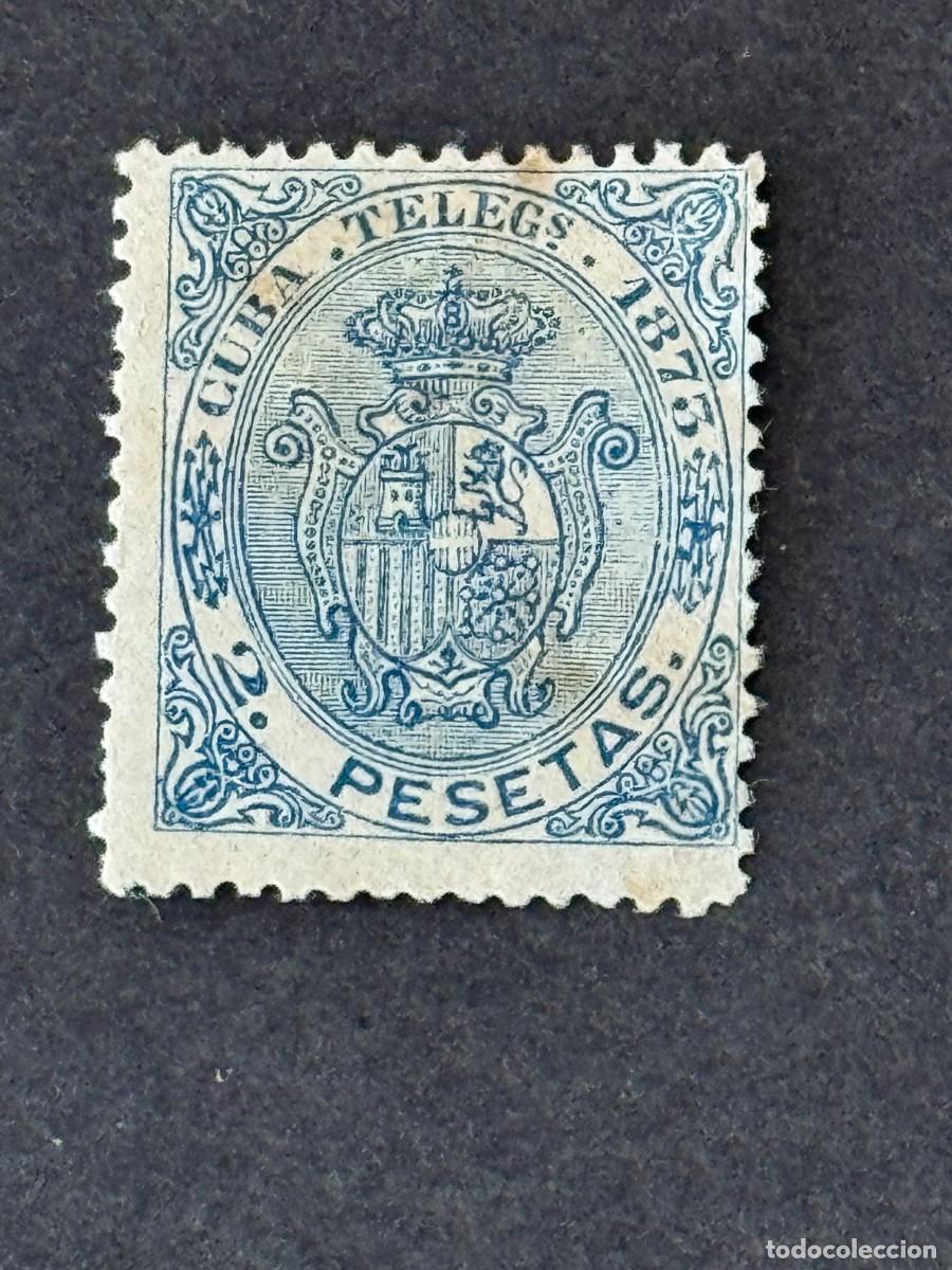 Sellos: Cuba, Escudo de Espa&ntilde;a, telegrafos, 1873, Edifil 26, nuevo sin goma