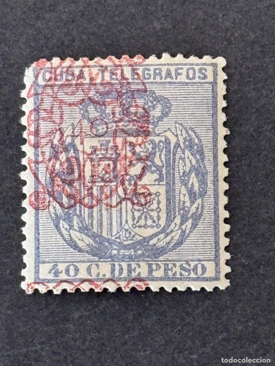 Sellos: Cuba, Escudo de Espa&ntilde;a, habilitados, tel&eacute;grafos, 1883, Edifil 60, nuevo con fijasellos