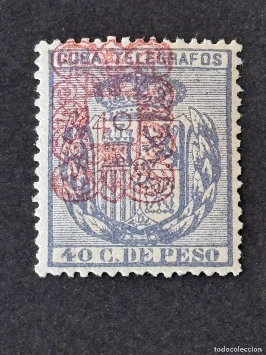 Sellos: Cuba, Escudo de Espa&ntilde;a, habilitados, tel&eacute;grafos, 1883, Edifil 58, nuevo con fijasellos