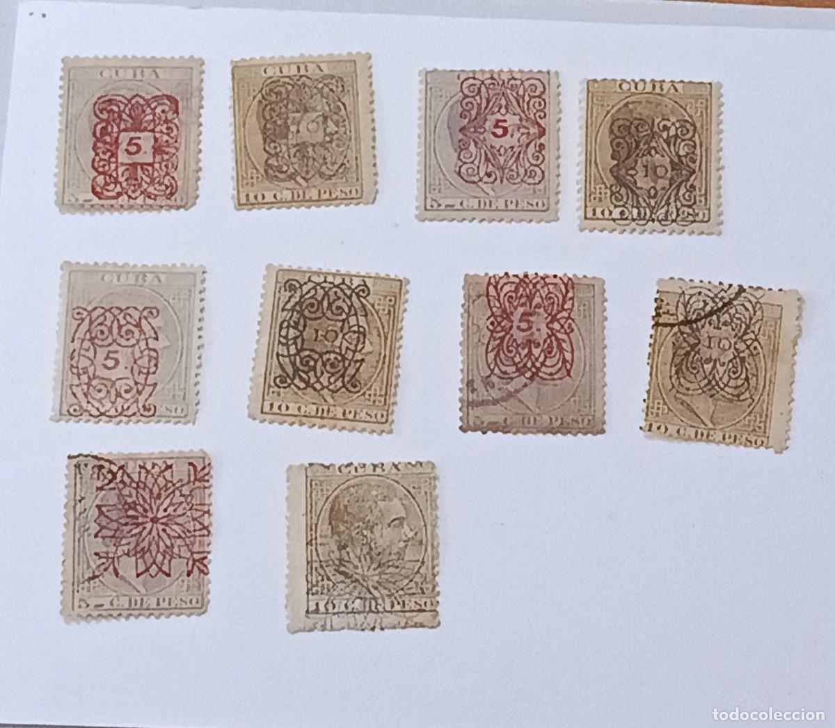 Sellos: Sellos Cuba 1883 habilitados. Edifil 74, 75, 77, 78, 80, 81, 83, 84, 86 y 87