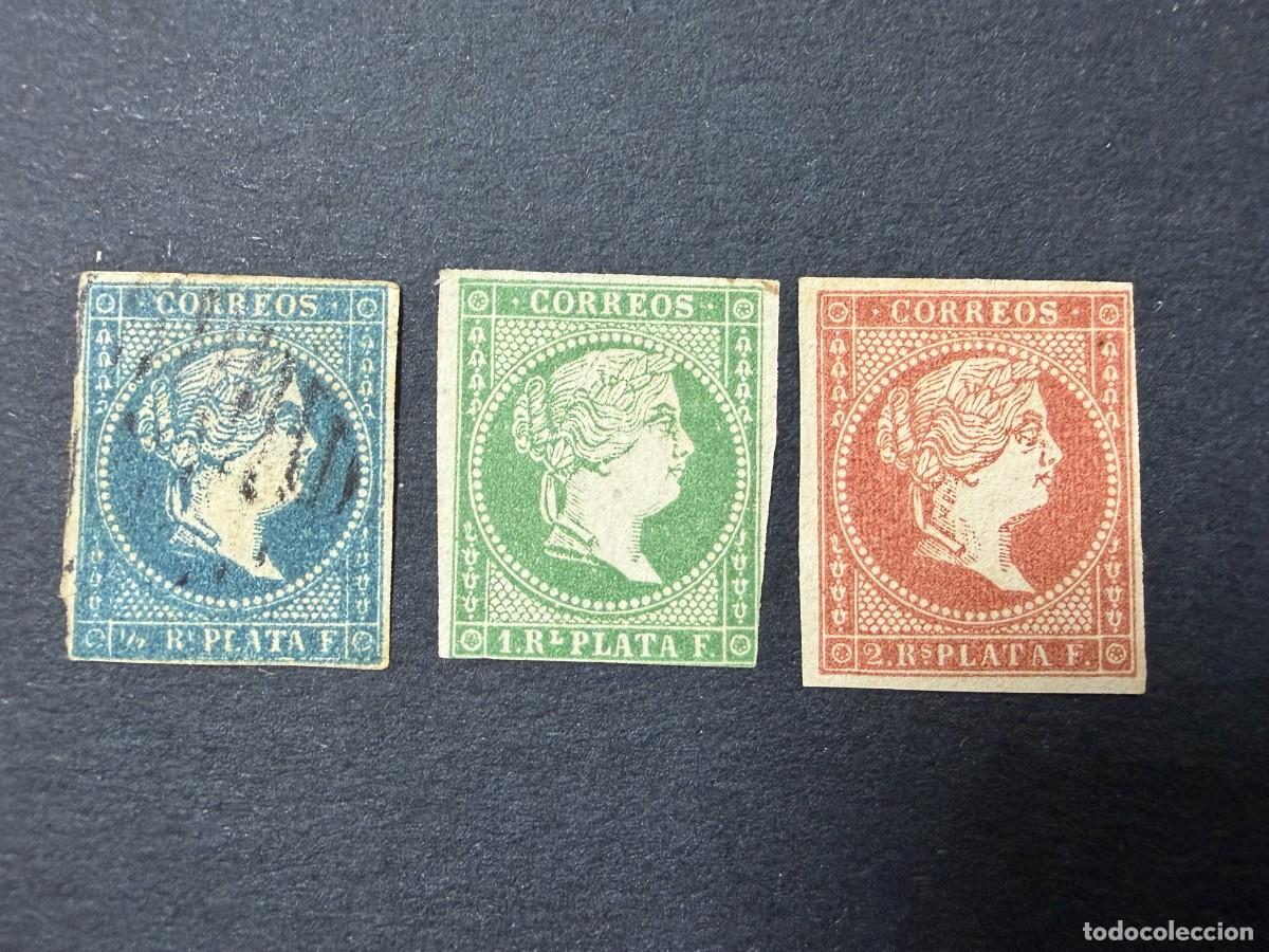 Sellos: ANTILLAS ESPA&Ntilde;OLAS, 1857. EDIFIL 7/9. REINA ISABEL II. USADO Y DOS NUEVOS. VER FOTOS