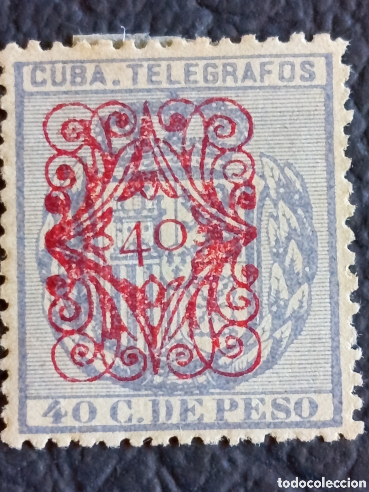 Sellos: Cuba Tel&eacute;grafos 1880s 40 Centimos de Peso MH