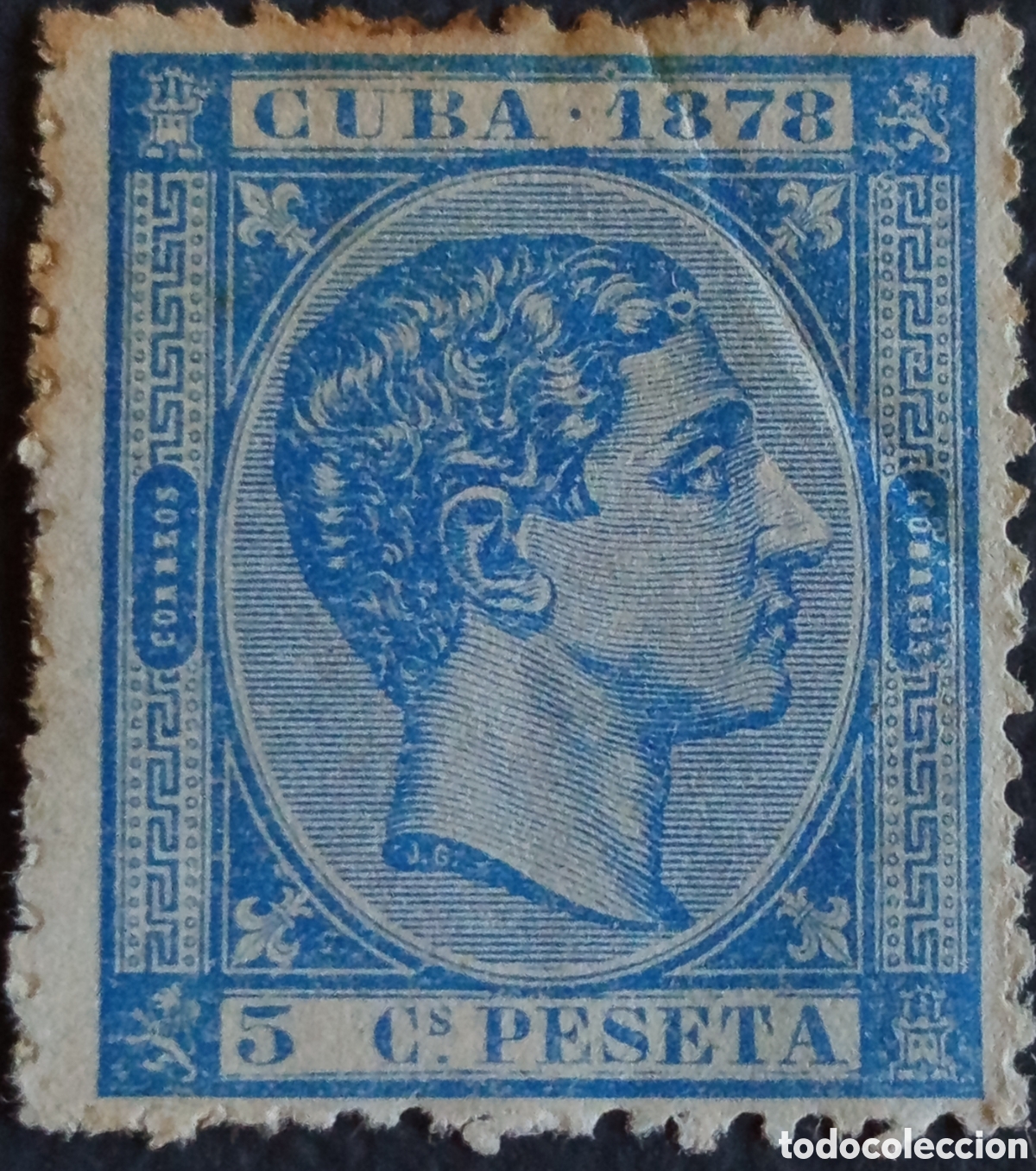 Sellos: Cuba 1878 5 Cs Peseta Azul Alfonso XII Correos Scott 64 Edifil 49