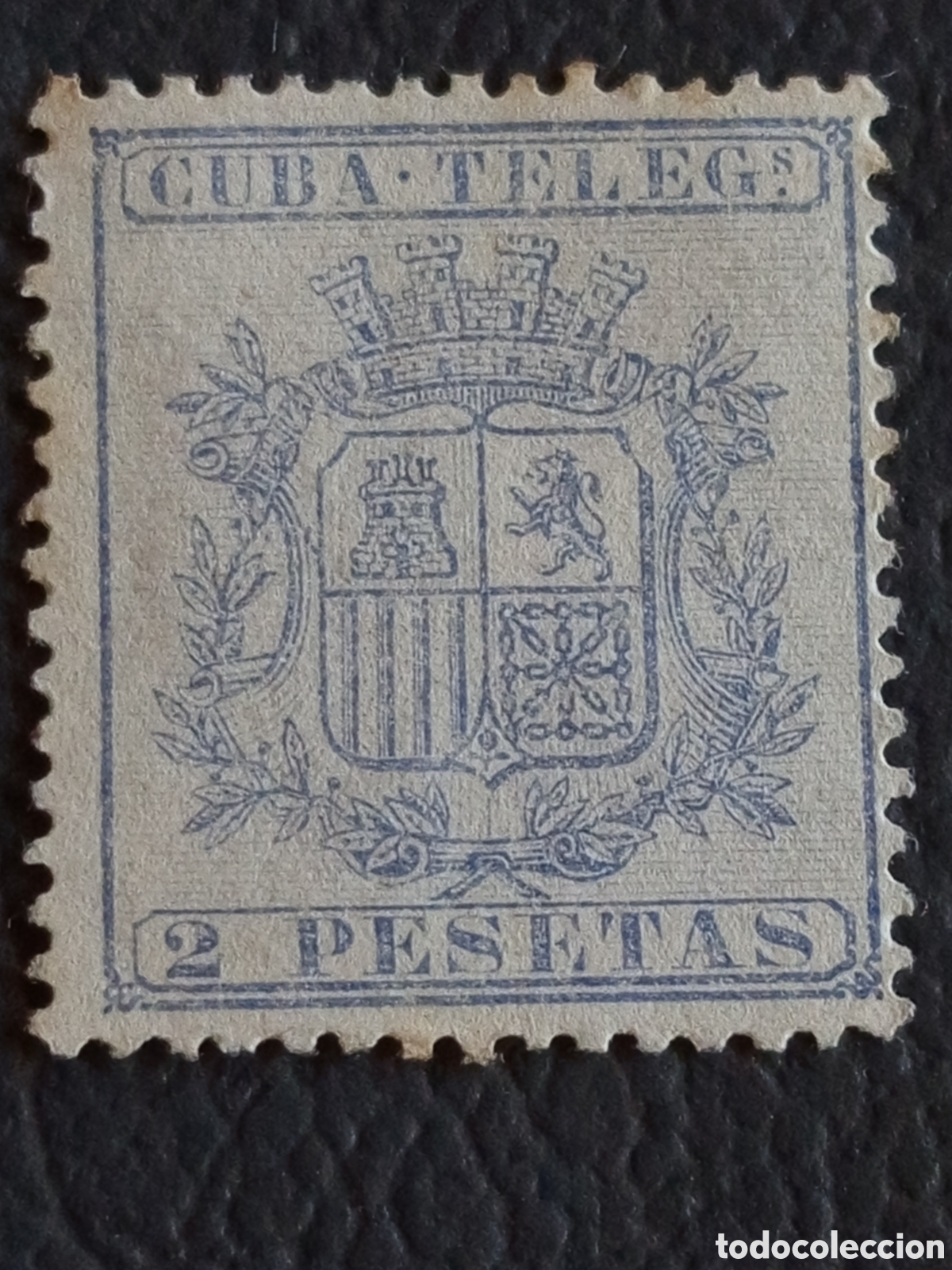 Briefmarken: Sello Cuba Tel&eacute;grafos 1896 Escudo de Espa&ntilde;a 2 Pesetas Cat#46 MH