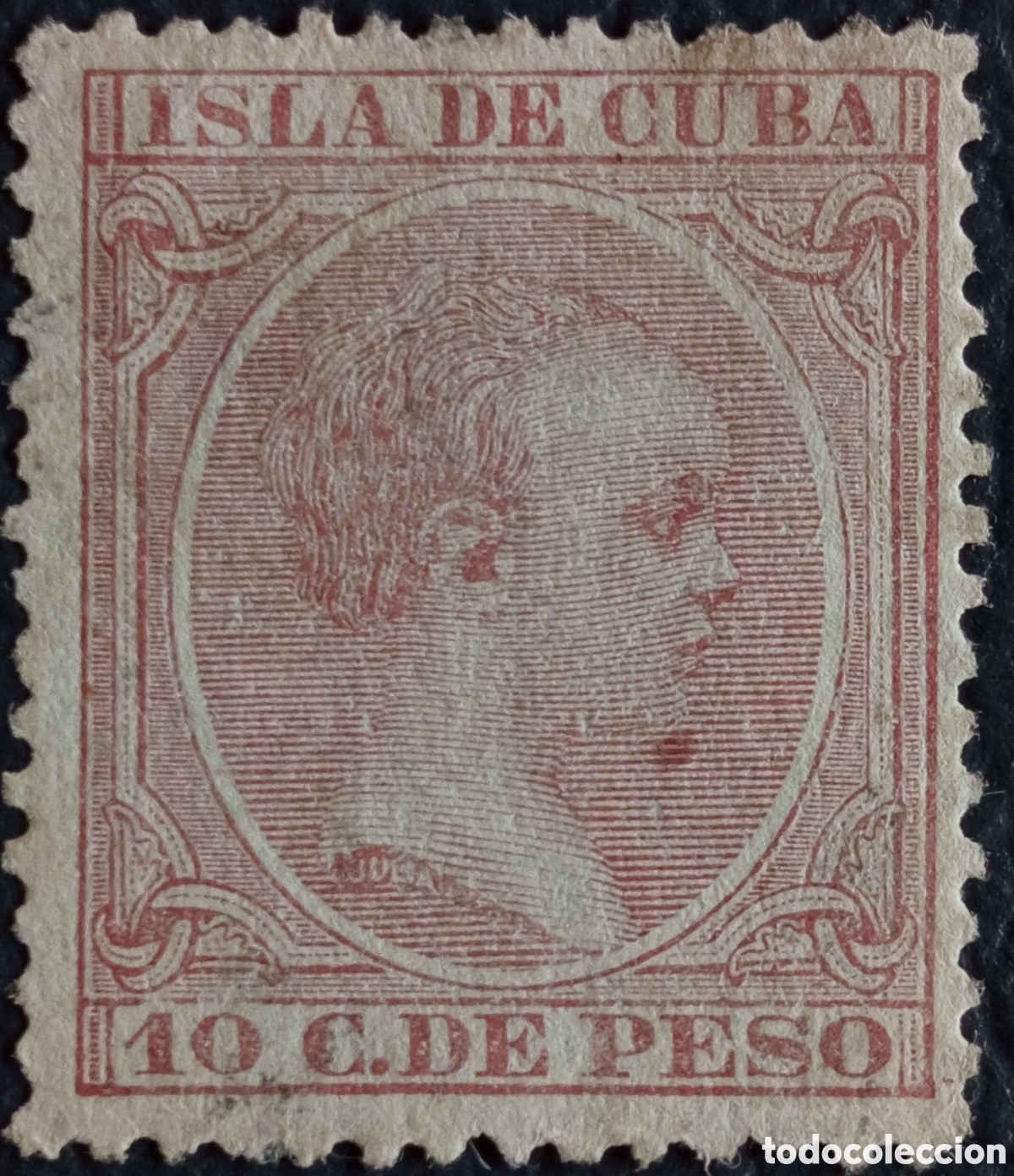 Sellos: Sello Isla de Cuba 1882 Alfonso XII 10c de Peso Rosa Cat#106 MH