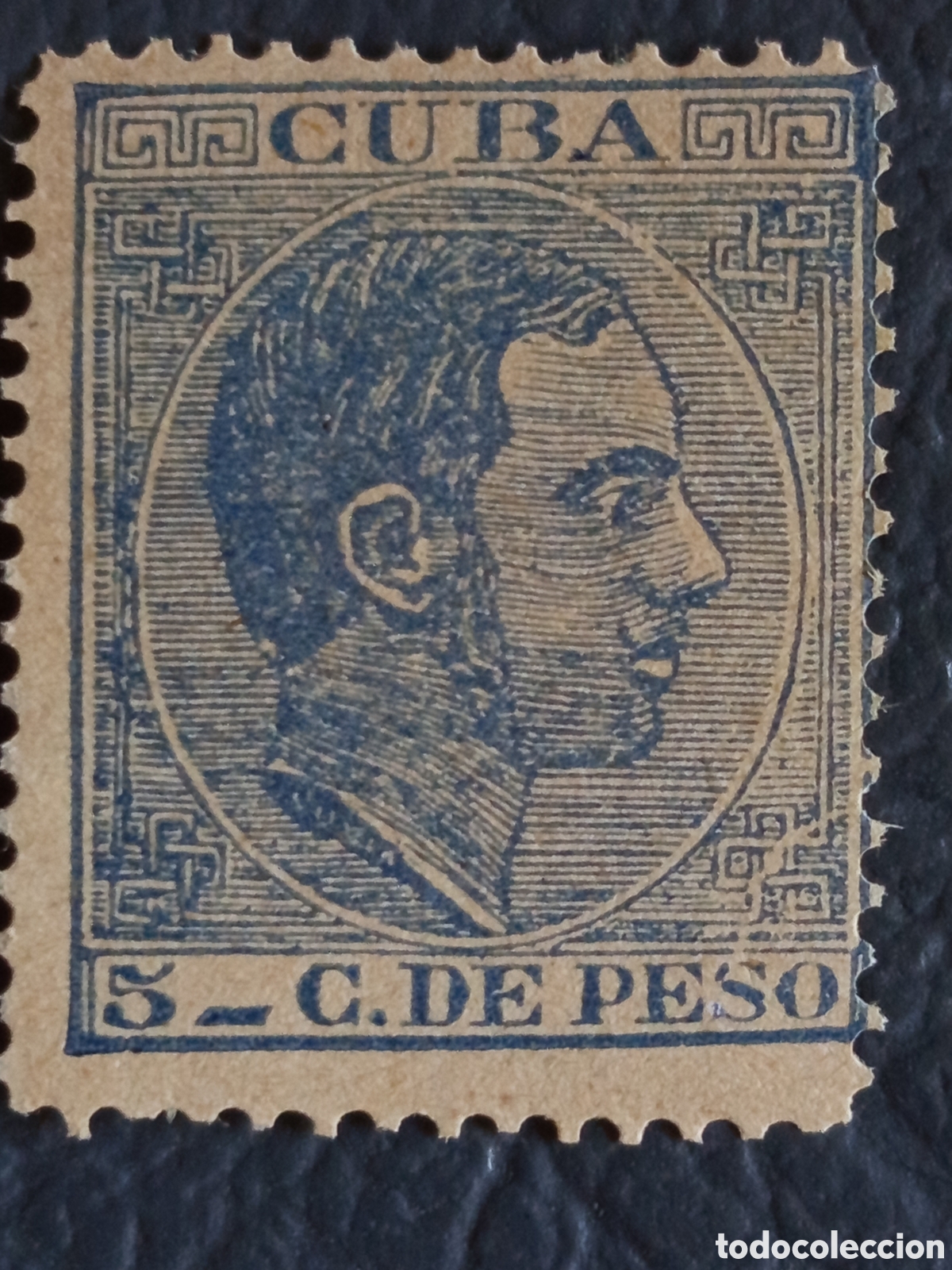 Sellos: Sello Cuba 1910 Carlos J. Finlay 5c Azul - Variedad de Impresi&oacute;n Nuevo (Michel 55)