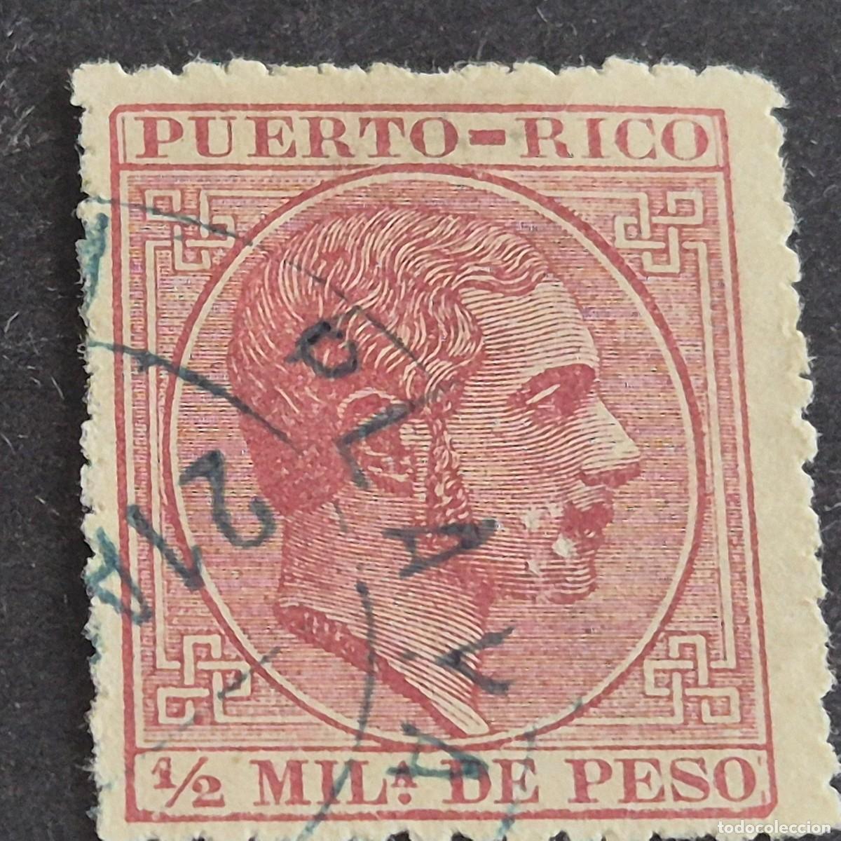 Sellos: ESPA&Ntilde;A, PUERTO RICO, 1882-1886, ALFONSO XII, EDIFIL 55, MAT. FECHADOR PLAYA DE MAYAGUEZ, ( LOTE AB )
