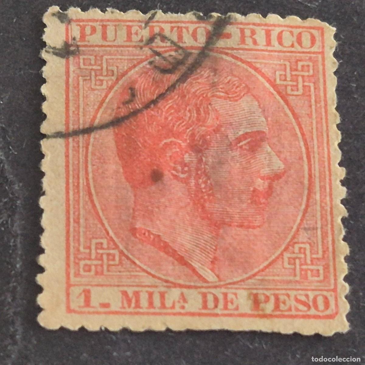 Sellos: ESPA&Ntilde;A, PUERTO RICO, 1882-1886, ALFONSO XII, EDIFIL 56, USADO, ADELGAZADO, ( LOTE AB )