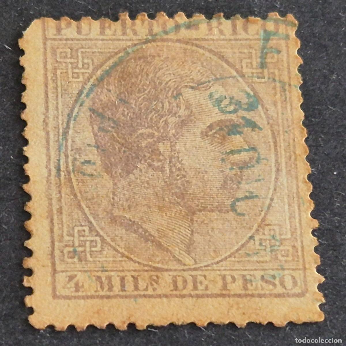 Sellos: ESPA&Ntilde;A, PUERTO RICO, 1882-1886, ALFONSO XII, EDIFIL 58, MATASELLO FECHADOR, TONALIZADO, (LOTE AB)
