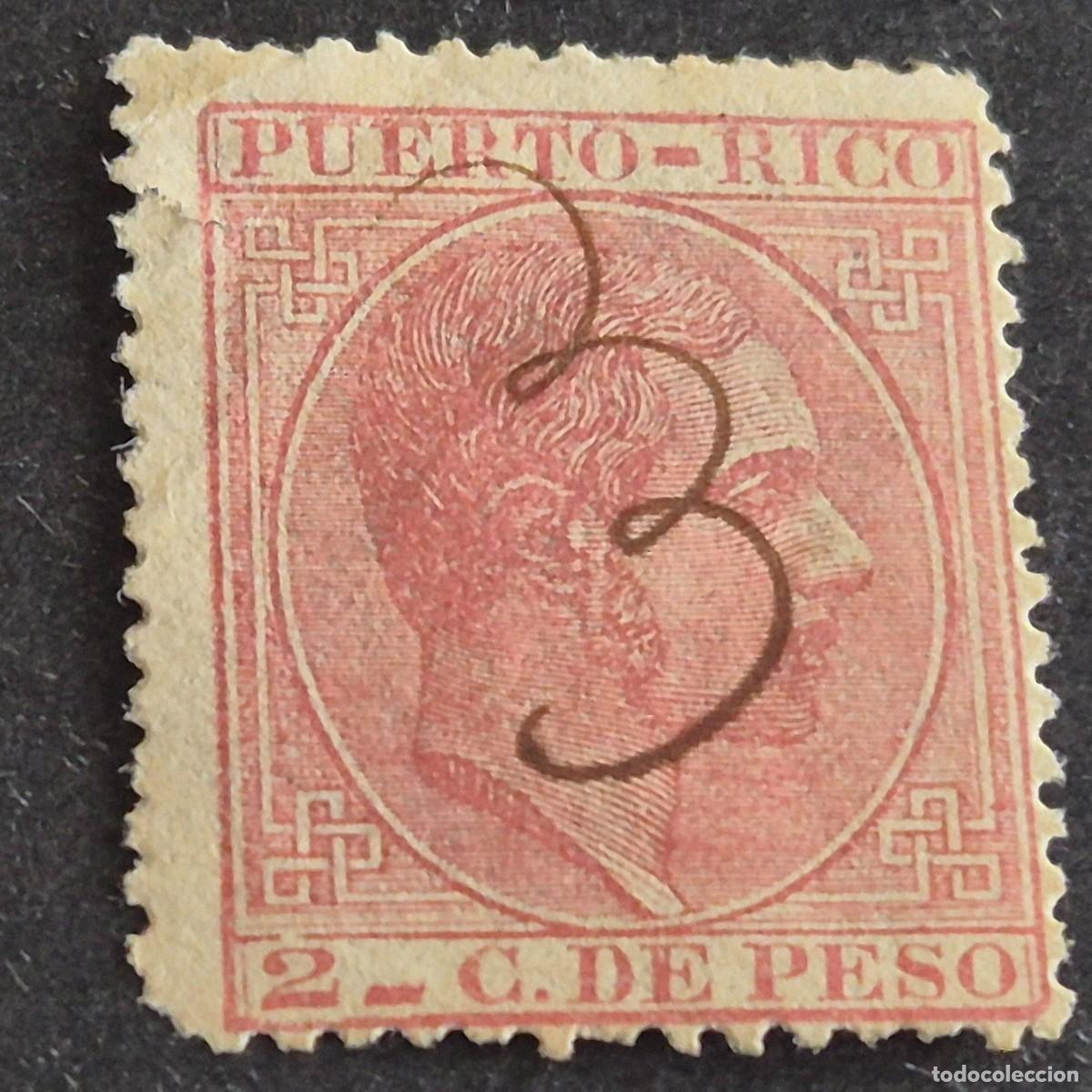 Sellos: ESPA&Ntilde;A, PUERTO RICO, 1882-1886, ALFONSO XII, EDIFIL 62, USADO, INUTILIZADO A PLUMA, (LOTE AB)