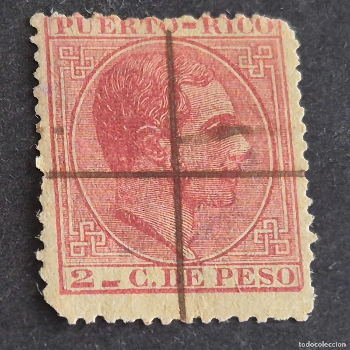 Sellos: ESPA&Ntilde;A, PUERTO RICO, 1882-1886, ALFONSO XII, EDIFIL 62, USADO, INUTILIZADO A PLUMA, LEER, (LOTE AB)