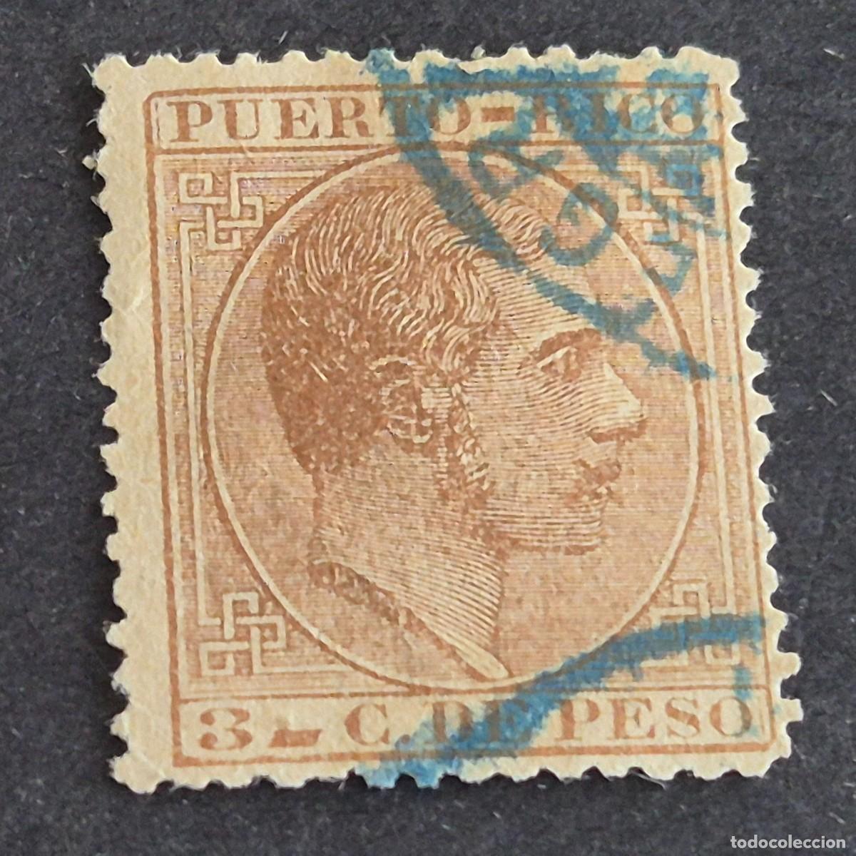 Sellos: ESPA&Ntilde;A, PUERTO RICO, 1882-1886, ALFONSO XII, EDIFIL 64, MATASELLO FECHADOR, (LOTE AB)