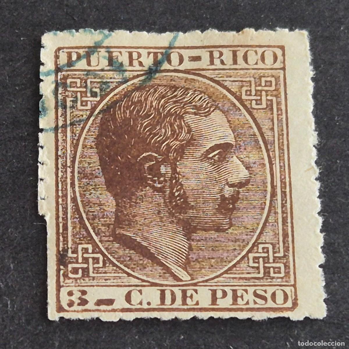 Sellos: ESPA&Ntilde;A, PUERTO RICO, 1882-1886, ALFONSO XII, EDIFIL 64, MATASELLO FECHADOR, LEER, (LOTE AB)