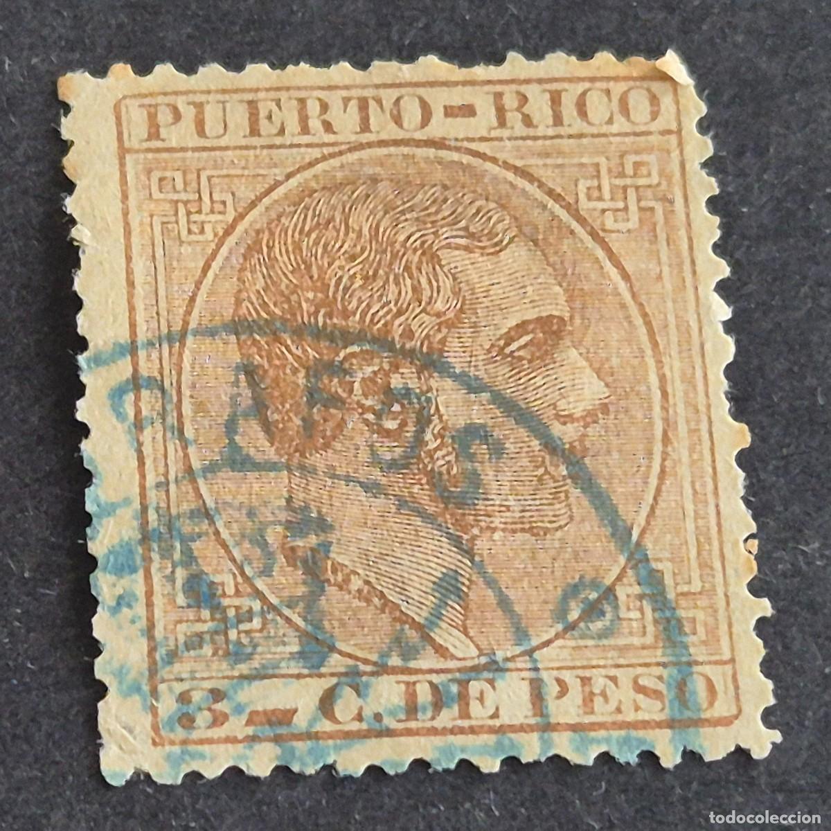 Sellos: ESPA&Ntilde;A, PUERTO RICO, 1882-1886, ALFONSO XII, EDIFIL 64, MAT. TAMP&Oacute;N TEL&Eacute;GRAFOS, (LOTE AB)