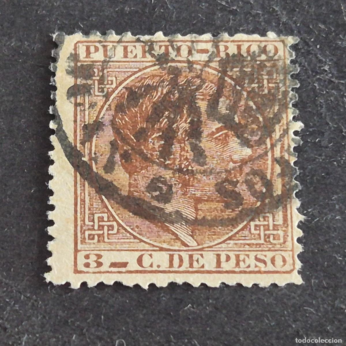 Sellos: ESPA&Ntilde;A, PUERTO RICO, 1882-1886, ALFONSO XII, EDIFIL 64, MAT. TAMP&Oacute;N TEL&Eacute;GRAFOS SAN JUAN, (LOTE AB)