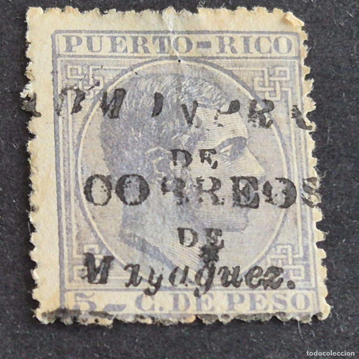Sellos: ESPA&Ntilde;A, PUERTO RICO, 1882-1886, ALFONSO XII, EDIFIL 65, TIPO I, CORREOS DE MAYAGUEZ, LEER, (LOTE AB)