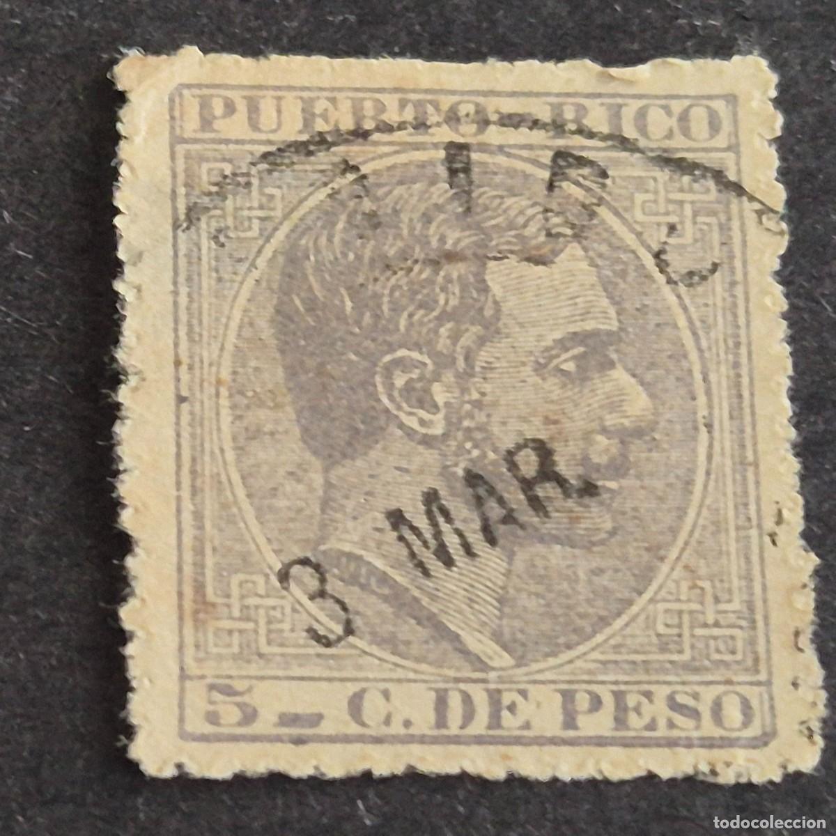 Sellos: ESPA&Ntilde;A, PUERTO RICO, 1882-1886, ALFONSO XII, EDIFIL 65, TIPO II 65b, MAT. FECHADOR, (LOTE AB)