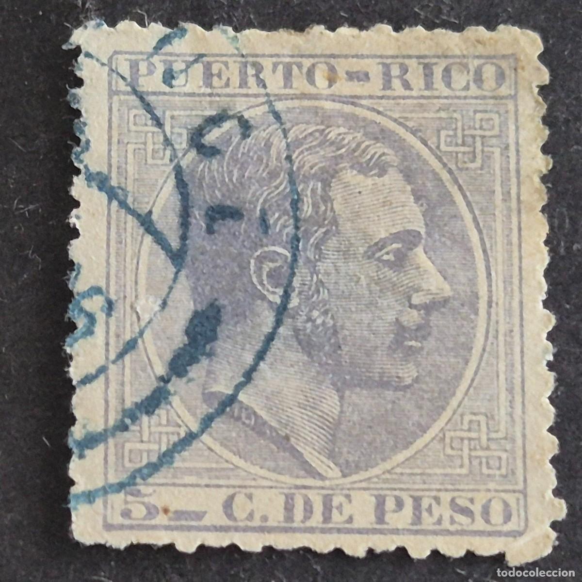 Sellos: ESPA&Ntilde;A, PUERTO RICO, 1882-1886, ALFONSO XII, EDIFIL 65, TIPO III 65d, MAT. FECHADOR, (LOTE AB)