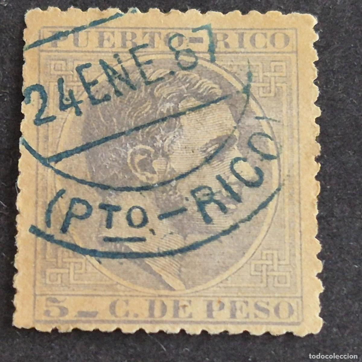 Sellos: ESPA&Ntilde;A, PUERTO RICO, 1882-1886, ALFONSO XII, EDIFIL 65, TIPO III 65d, MAT. FECHADOR, (LOTE AB)