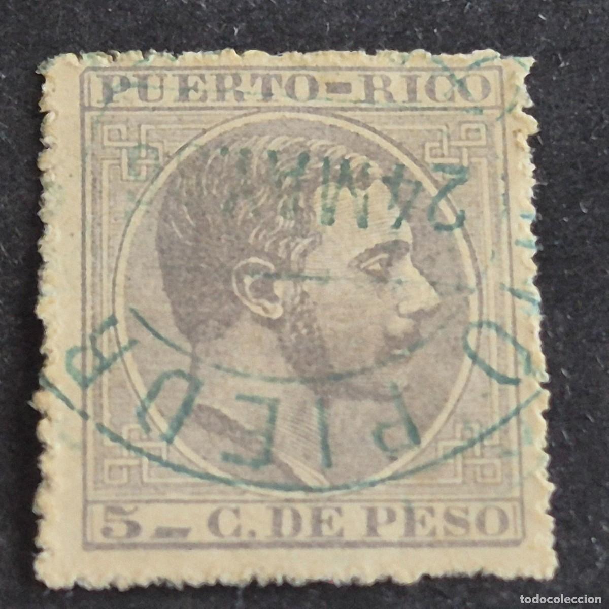 Sellos: ESPA&Ntilde;A, PUERTO RICO, 1882-1886, ALFONSO XII, EDIFIL 65, TIPO III 65d, MAT. R&Iacute;O PIEDRAS, (LOTE AB)
