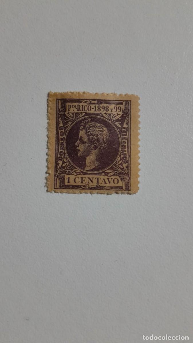 Sellos: Puerto Rico 1898-1899 - Alfonso XIII Ni&ntilde;o - 1 Centavo Casta&ntilde;o - Nuevo con Goma y Fijasellos (MH)