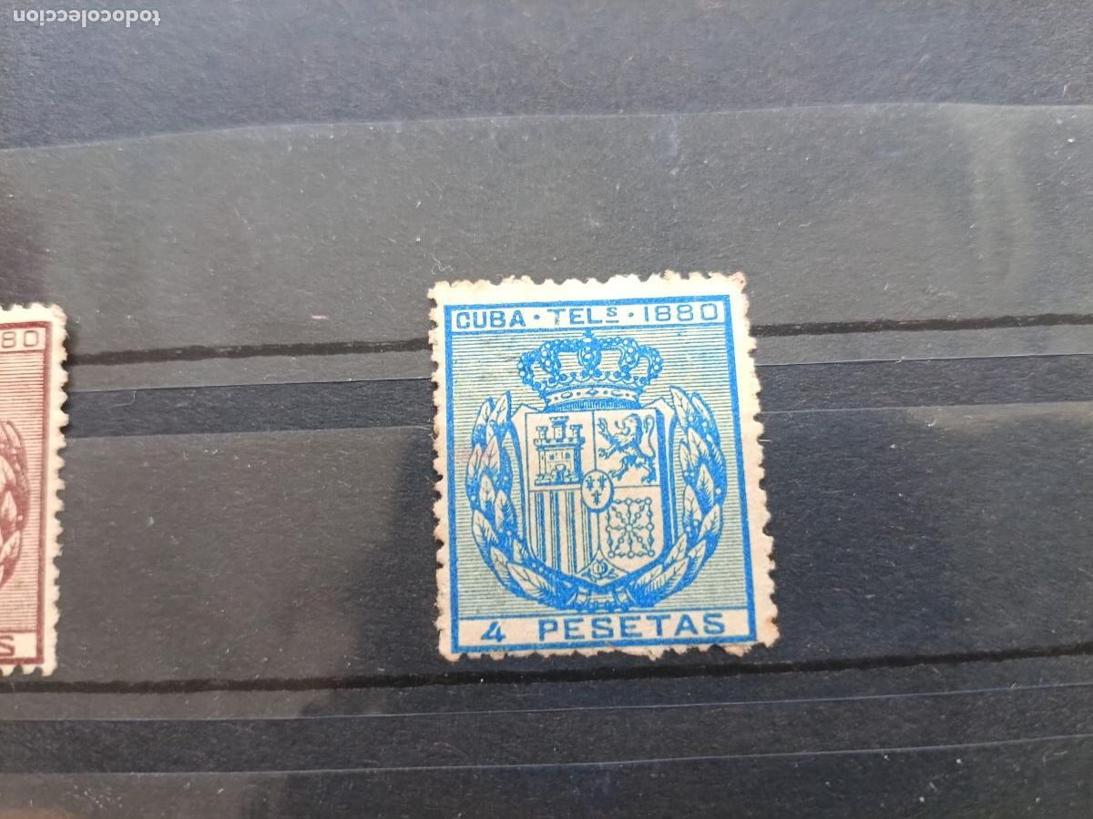 Sellos: Cuba. Tel&eacute;grafos. 4 pesetas Edifil 51 1880