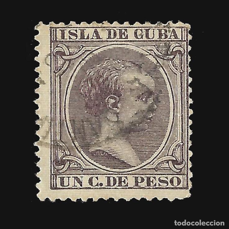 Sellos: CUBA. ESPA&Ntilde;A. 1890. Alfonso XIII. 1 ct. Usado. Edifil 112 + OBSEQUIO