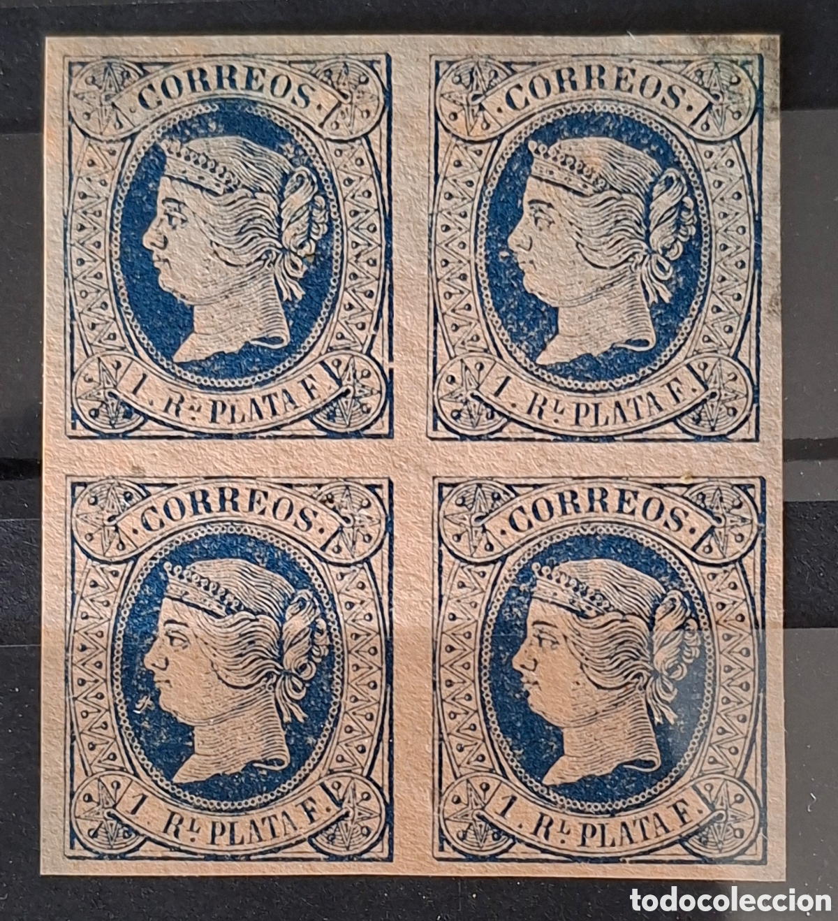 Sellos: Espa&ntilde;a cuba sellos isabel 1864 bloque de 4 Nuevos
