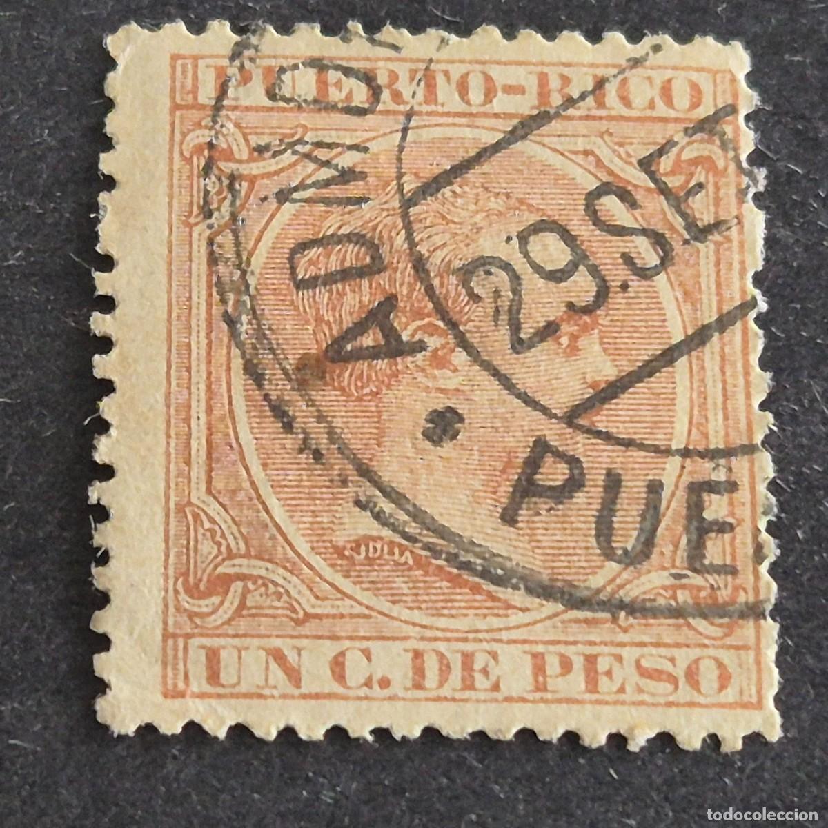 Sellos: ESPA&Ntilde;A, PUERTO RICO, 1890, ALFONSO XIII, EDIFIL 77, MATASELLO FECHADOR, (LOTE AB)