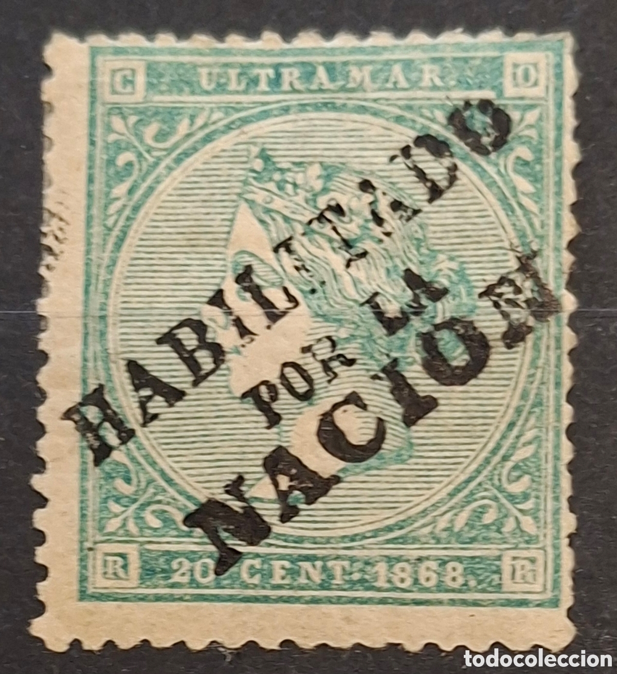 Sellos: Espa&ntilde;a cuba sello isabel Habilitado por la Nacion 1868 nuevo *