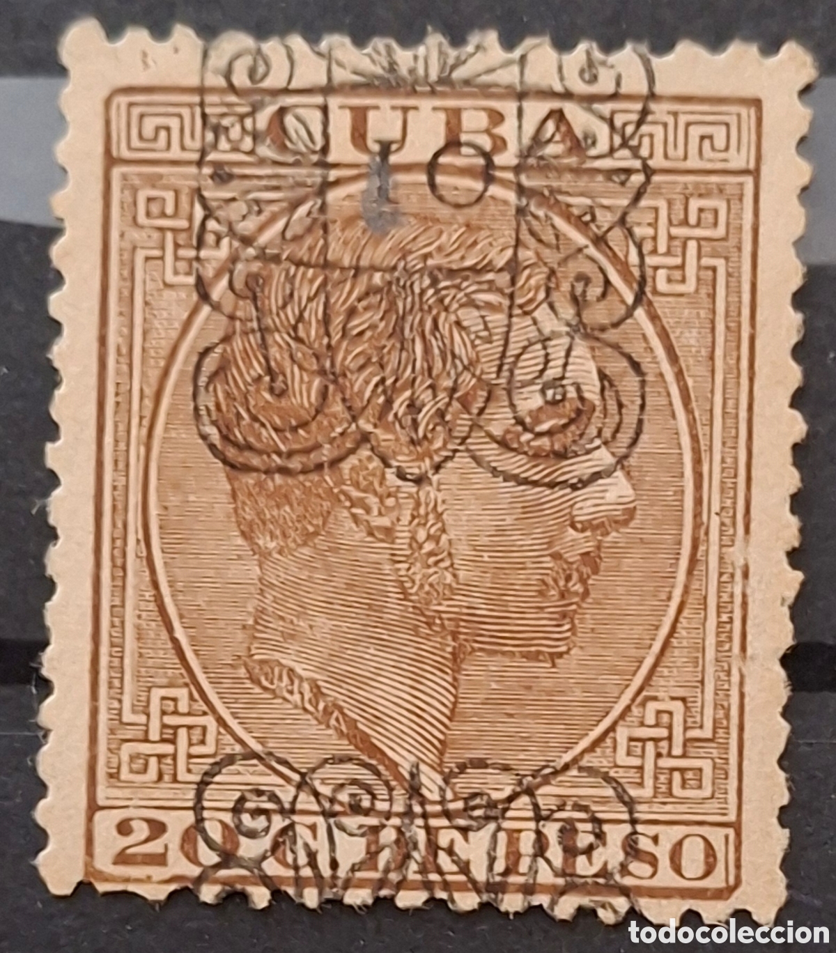 Sellos: Cuba Sello Alfonso 1883 ara&ntilde;itas Error sobrecarga 10 cent sobre 20 cent Nuevo