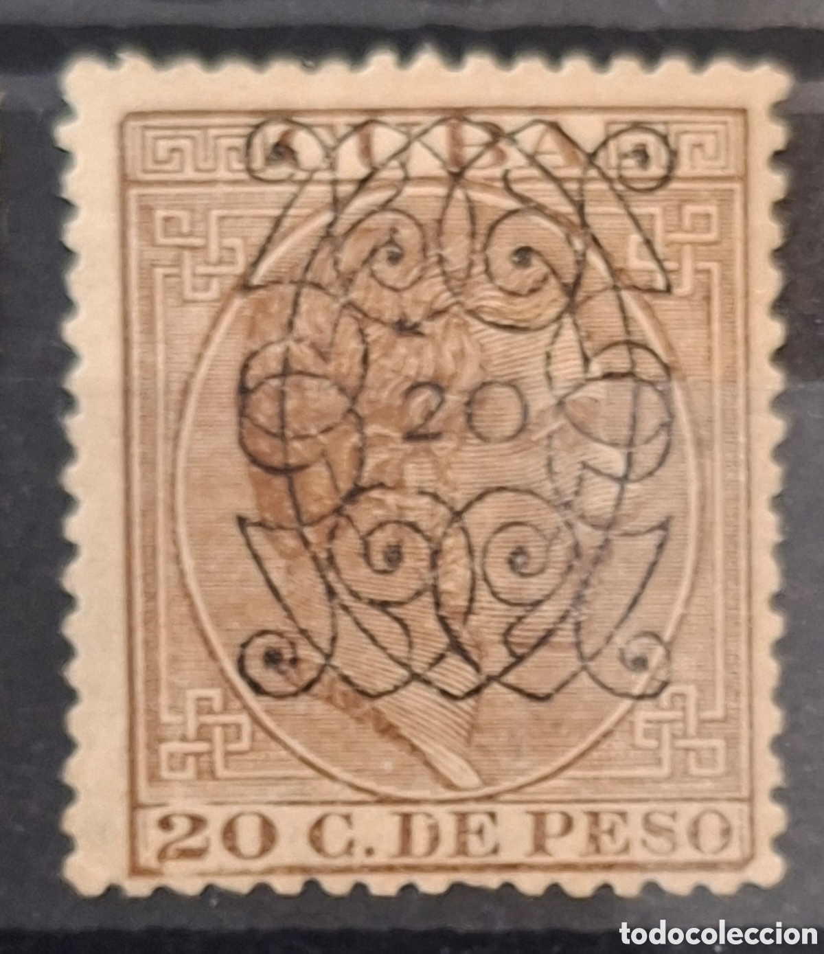 Sellos: Cuba Espa&ntilde;a sello Alfonso habilitado 1883 nuevo*