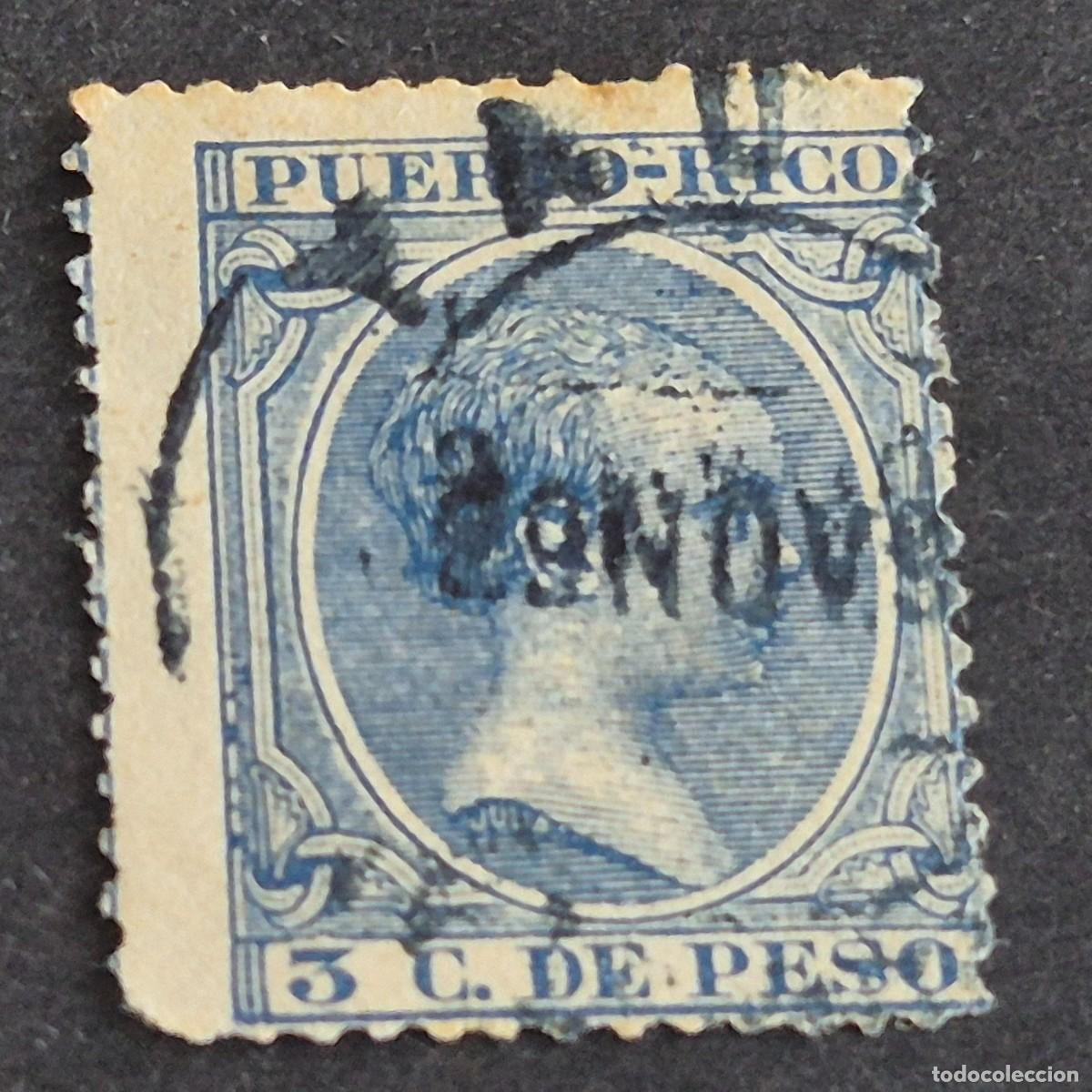 Sellos: ESPA&Ntilde;A, PUERTO RICO, 1890, ALFONSO XIII, EDIFIL 79, MATASELLO FECHADOR, (LOTE AB)