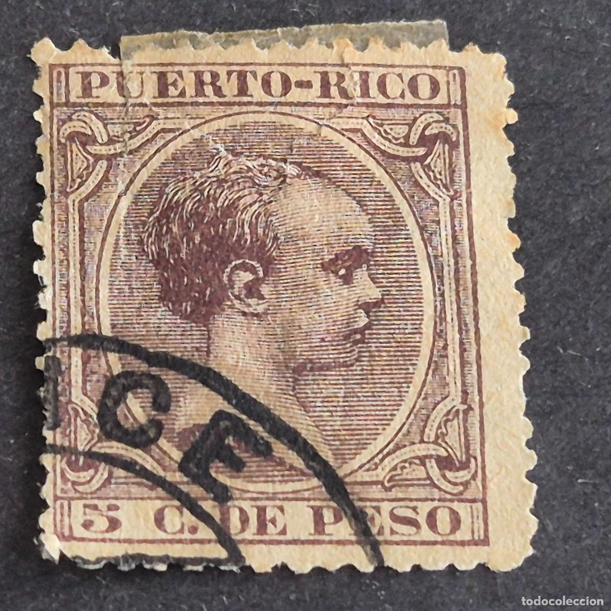 Sellos: ESPA&Ntilde;A, PUERTO RICO, 1890, ALFONSO XIII, EDIFIL 80, MATASELLO FECHADOR DE PONCE ??, (LOTE AB)