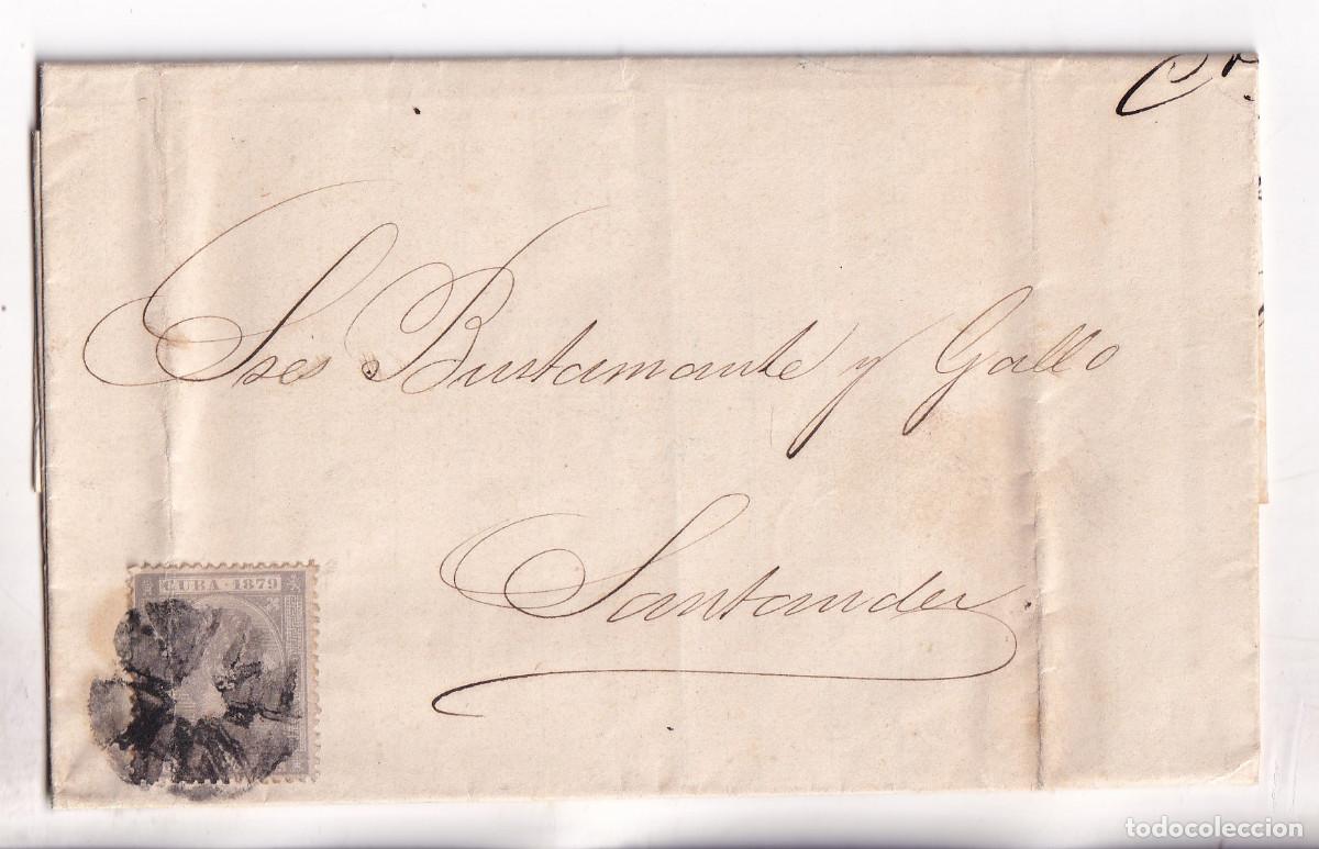 Sellos: CARTA ENTERA. HABANA. CUBA. A SANTANDER. 1879. RARO MATASELLOS
