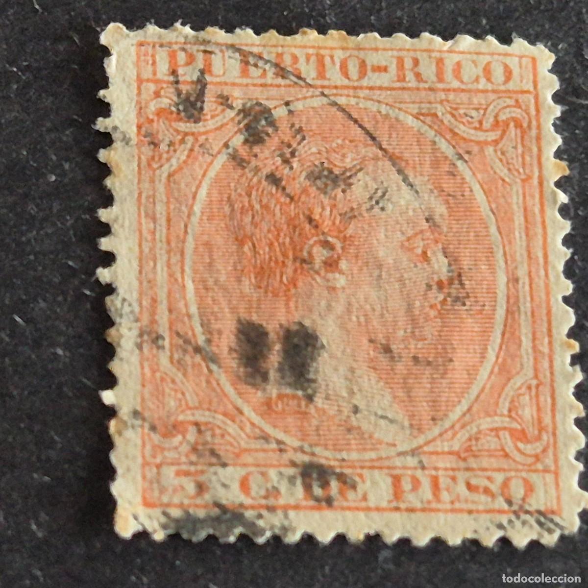 Sellos: ESPA&Ntilde;A, PUERTO RICO, 1891-1892, ALFONSO XIII, EDIFIL 94, MATASELLO FECHADOR, (LOTE AB)