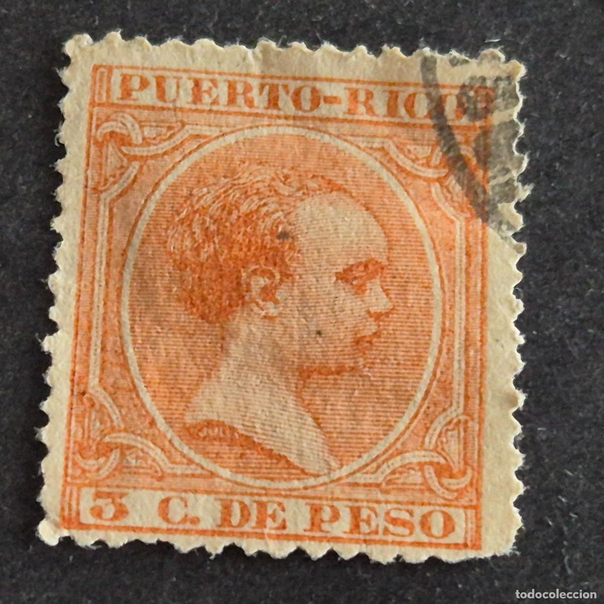 Sellos: ESPA&Ntilde;A, PUERTO RICO, 1891-1892, ALFONSO XIII, EDIFIL 94, MATASELLO FECHADOR, (LOTE AB)