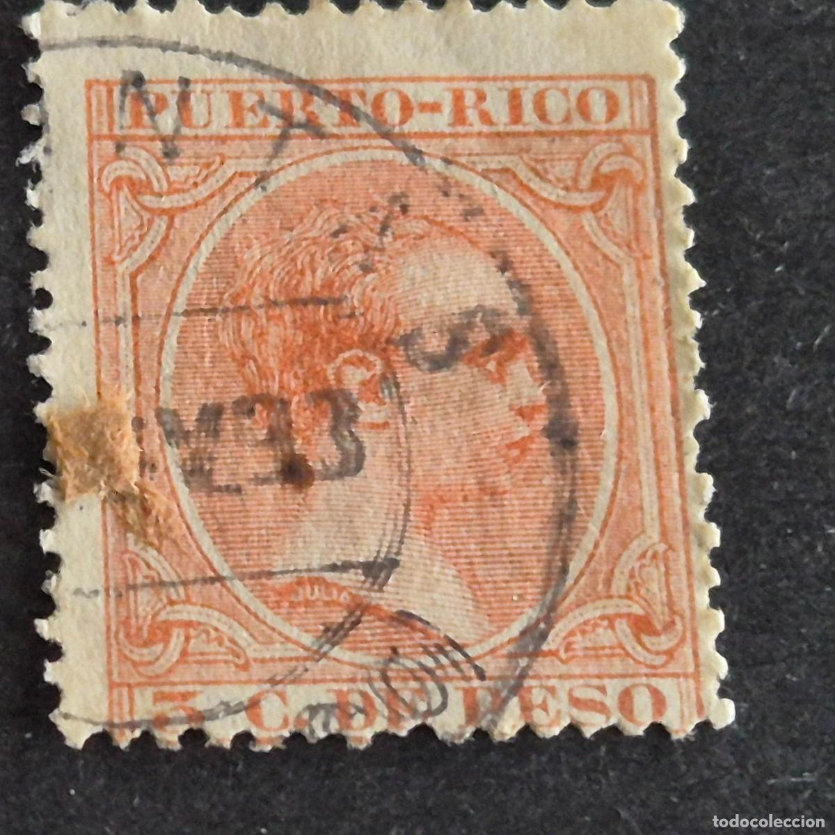 Sellos: ESPA&Ntilde;A, PUERTO RICO, 1891-1892, ALFONSO XIII, EDIFIL 94, MATASELLO FECHADOR, (LOTE AB)