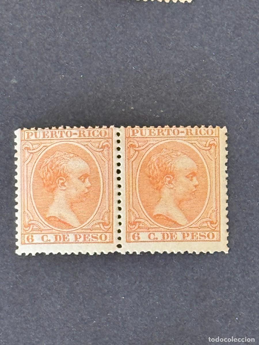 Sellos: Puerto Rico, Alfonso XIII, 1894, Edifil 111, en pareja, nuevos
