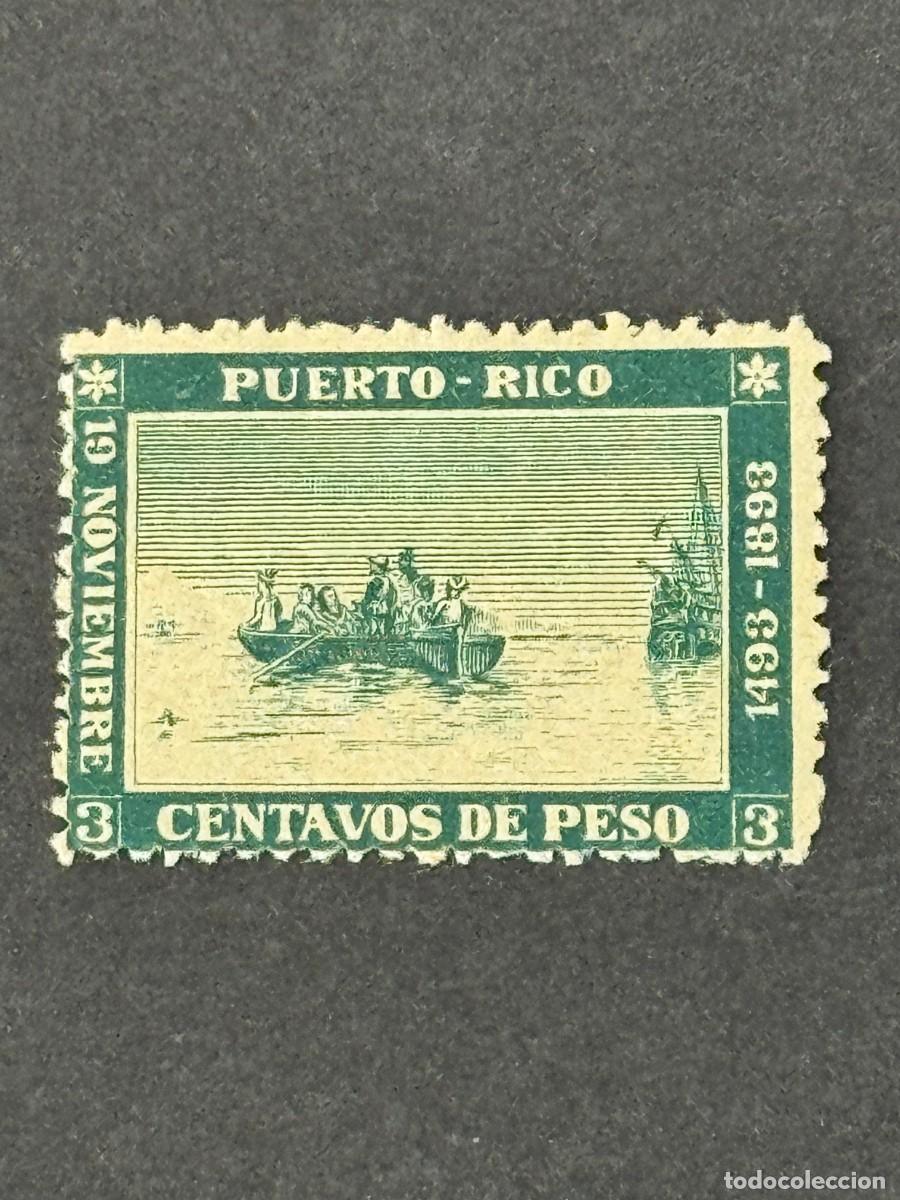 Sellos: Puerto Rico IV Centenario del desembarco de Col&oacute;n en las playas de Mayag&uuml;ez 1893 Edif 101 nuevo *