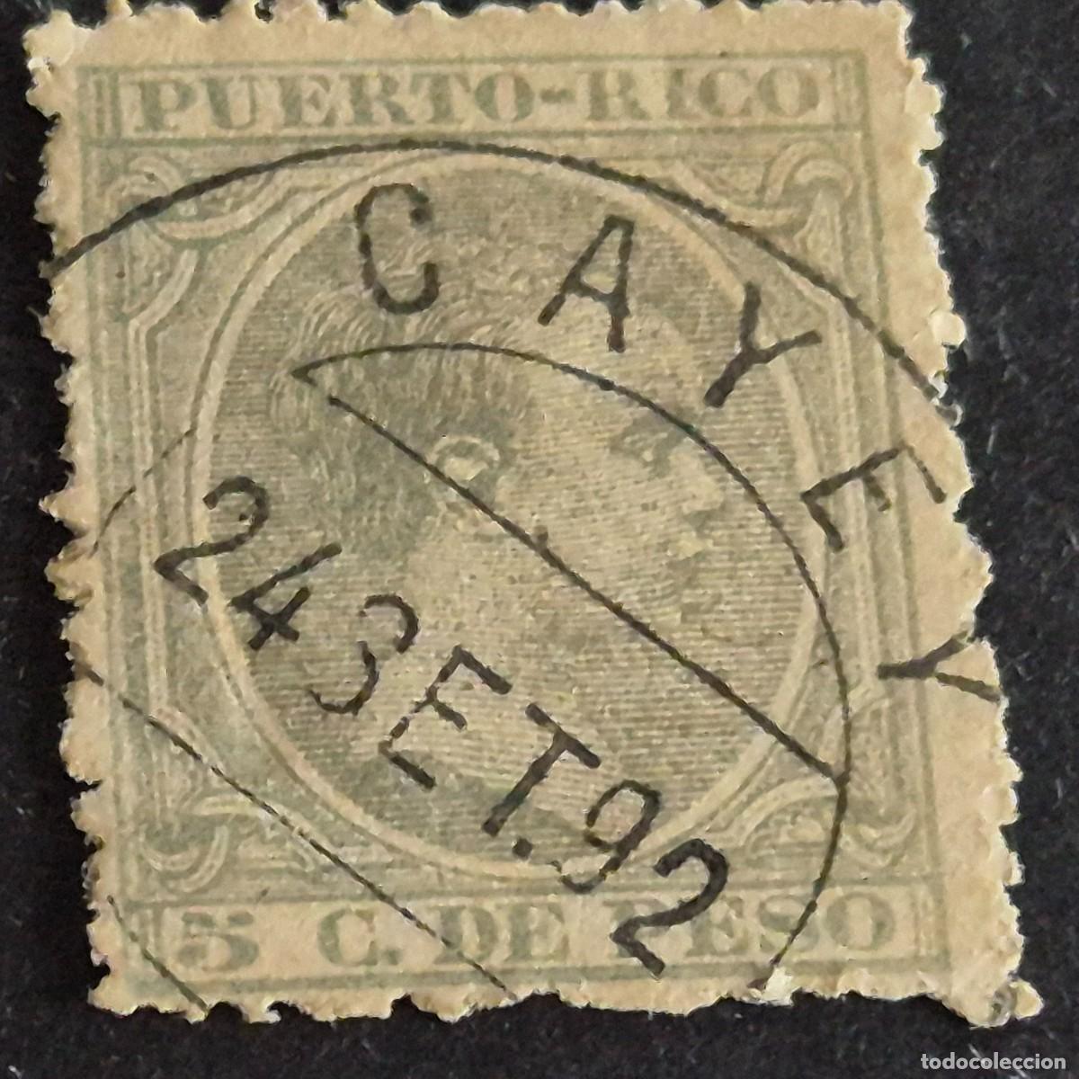 Sellos: ESPA&Ntilde;A, PUERTO RICO, 1891-1892, ALFONSO XIII, EDIFIL 95, MATASELLO DE CAYEY, (LOTE AB)