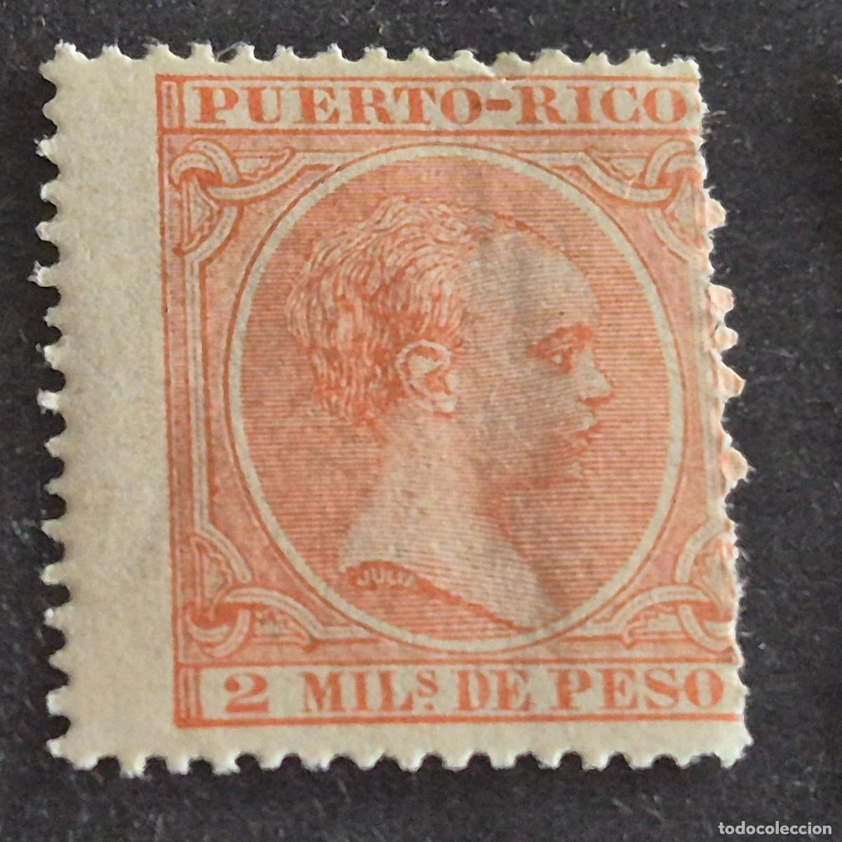 Sellos: ESPA&Ntilde;A, PUERTO RICO, 1894, ALFONSO XIII, EDIFIL 104*, NUEVO, GOMA, FIJASELLO, (LOTE AB)