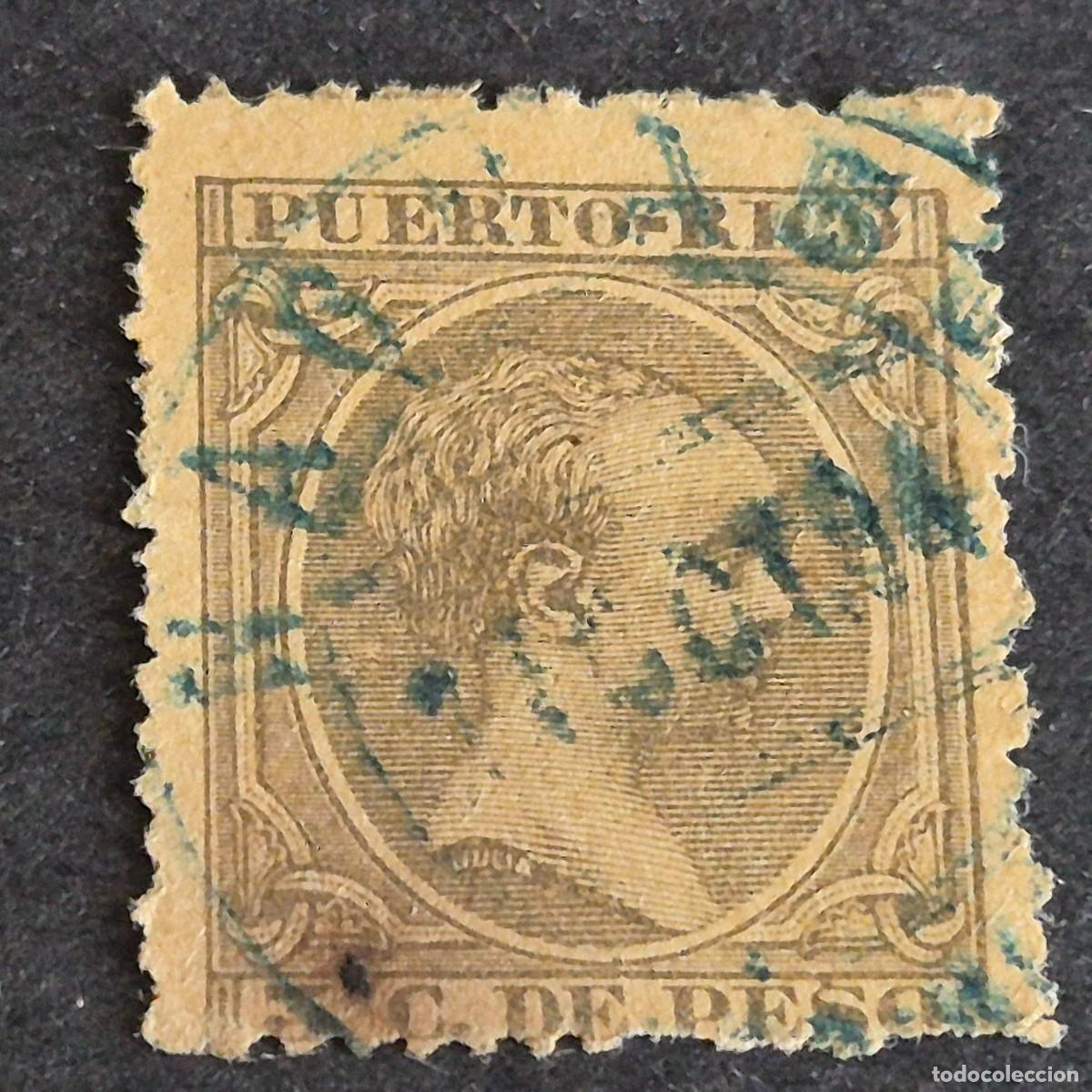Sellos: ESPA&Ntilde;A, PUERTO RICO, 1894, ALFONSO XIII, EDIFIL 108, MATASELLO DE NAGUABO, (LOTE AB)