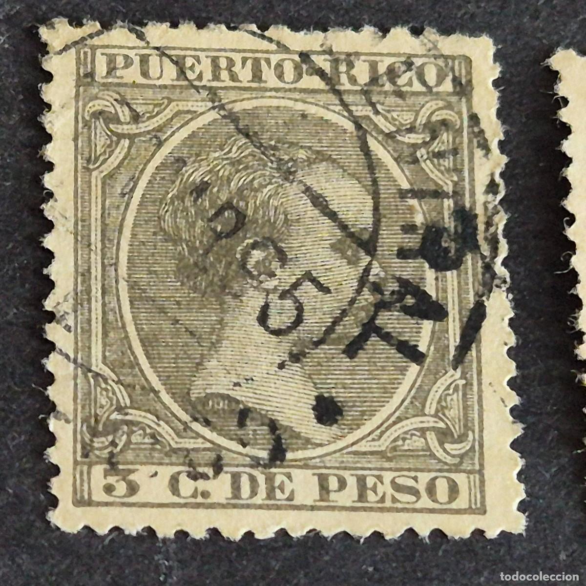 Sellos: ESPA&Ntilde;A, PUERTO RICO, 1894, ALFONSO XIII, EDIFIL 108, MATASELLO FECHADOR, (LOTE AB)