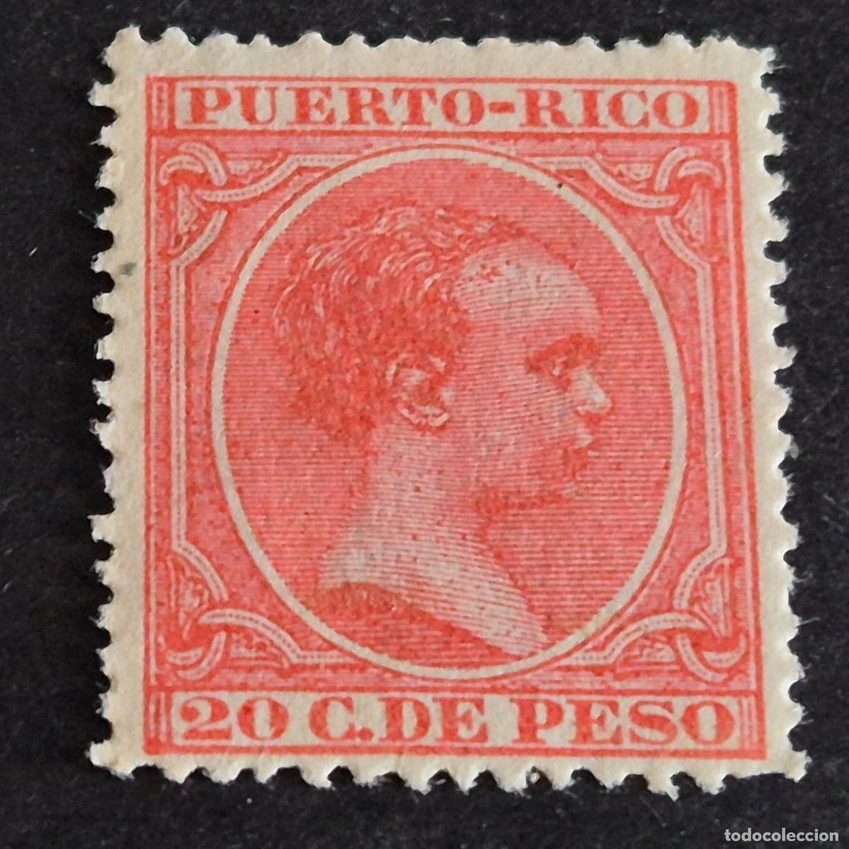 Sellos: ESPA&Ntilde;A, PUERTO RICO, 1894, ALFONSO XIII, EDIFIL 13**, NUEVO, GOMA, SIN FIJASELLO, LEER, (LOTE AB)
