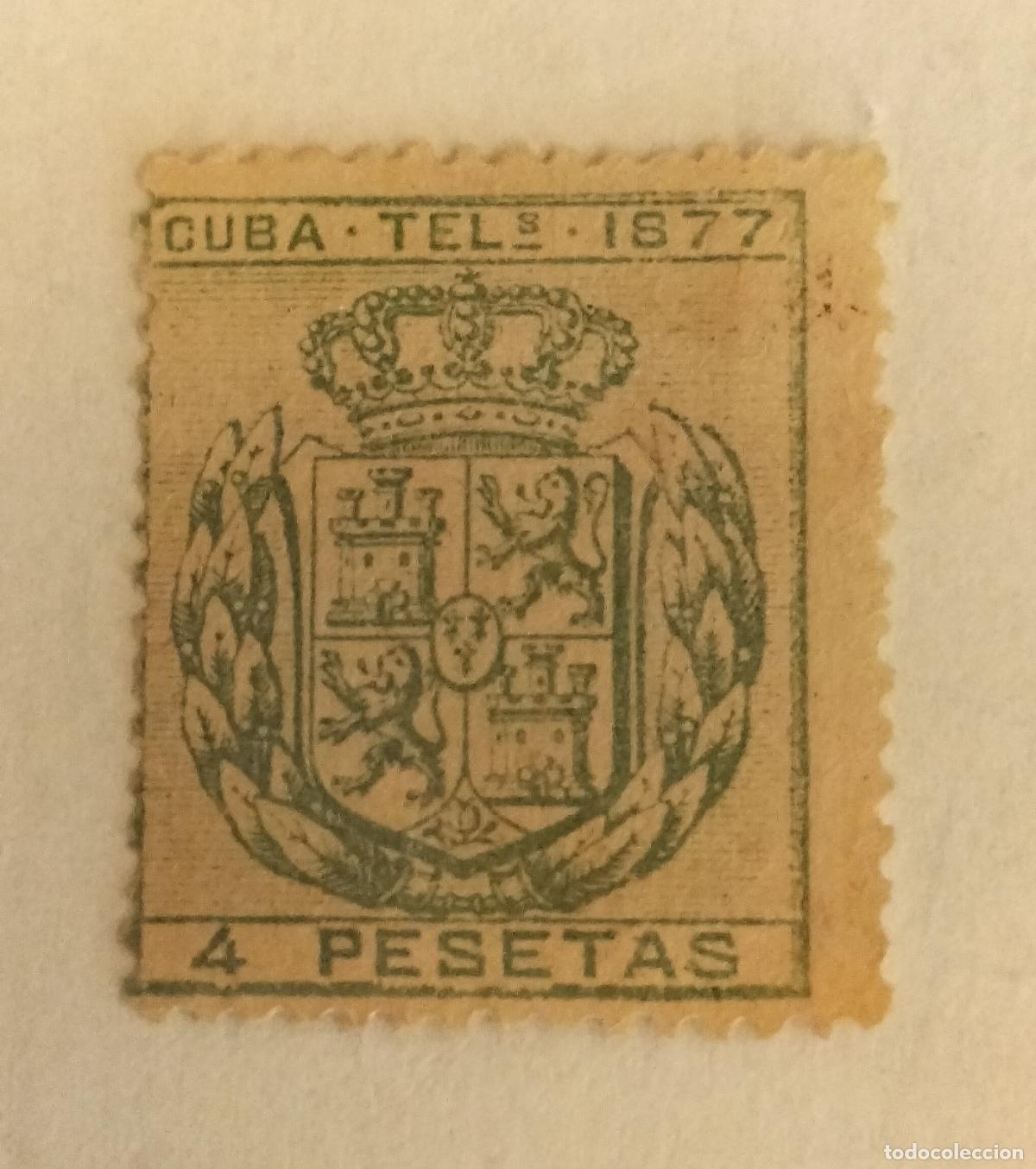 Sellos: SELLO CUBA - COLONIA ESPA&Ntilde;OLA (TEL&Eacute;GRAFOS) - ESCUDO DE ESPA&Ntilde;A- 1877 EDIFIL 42.