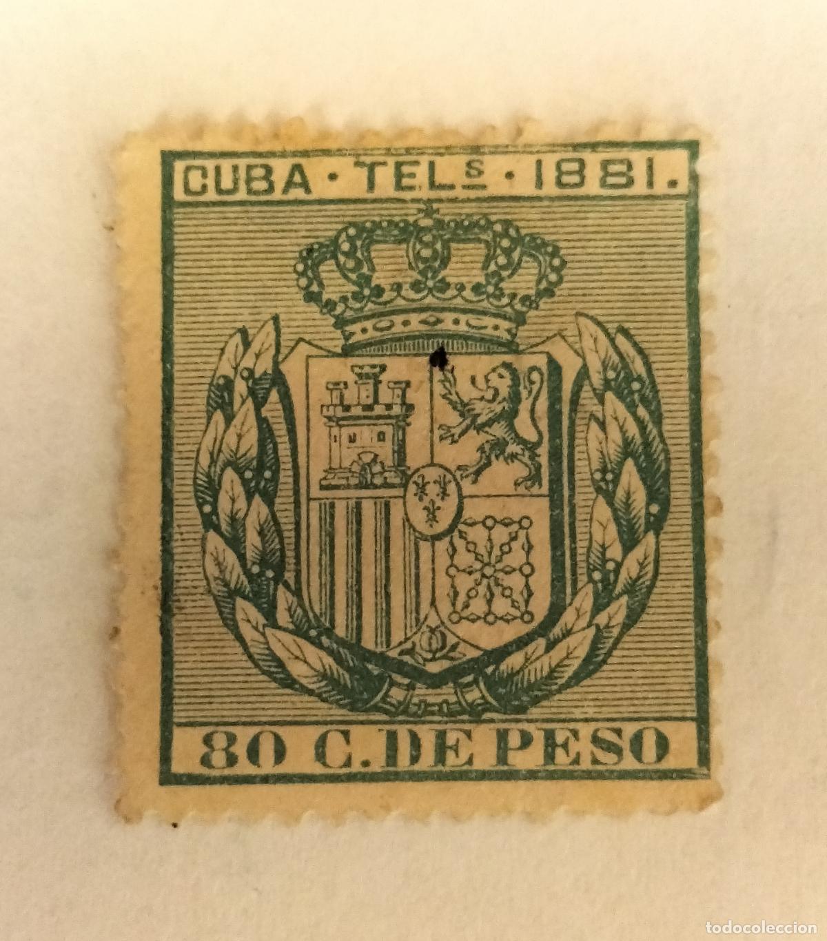 Sellos: SELLO CUBA - COLONIA ESPA&Ntilde;OLA (TEL&Eacute;GRAFOS) - ESCUDO DE ESPA&Ntilde;A- 1881 EDIFIL 54.
