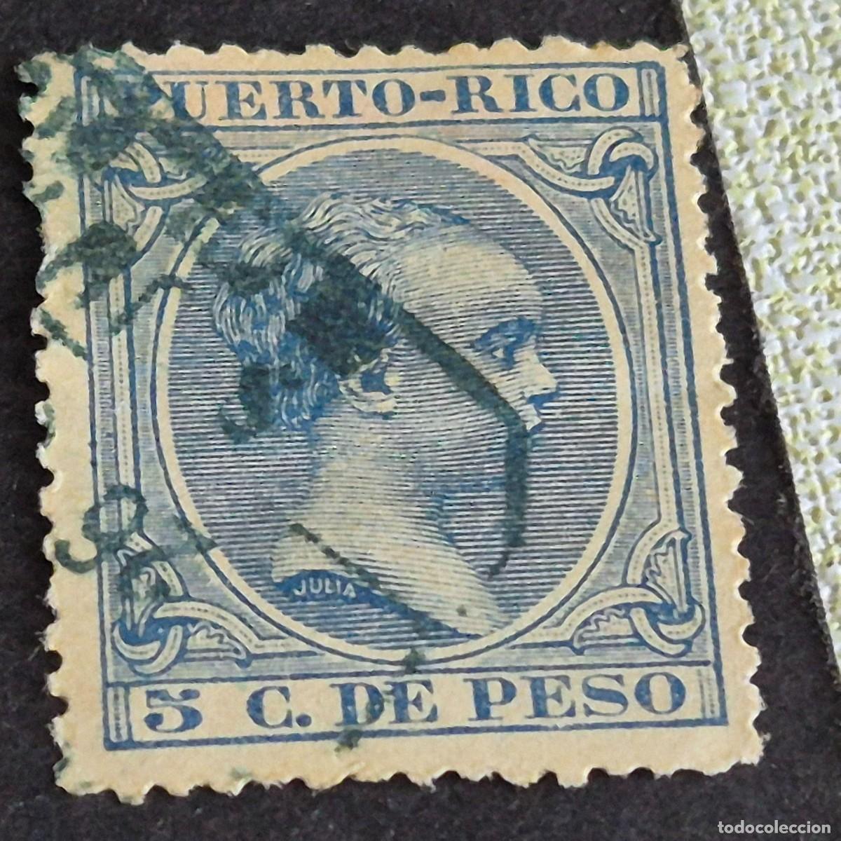 Sellos: ESPA&Ntilde;A, PUERTO RICO, 1896-1897, ALFONSO XIII, EDIFIL 124, USADO, (LOTE AB)